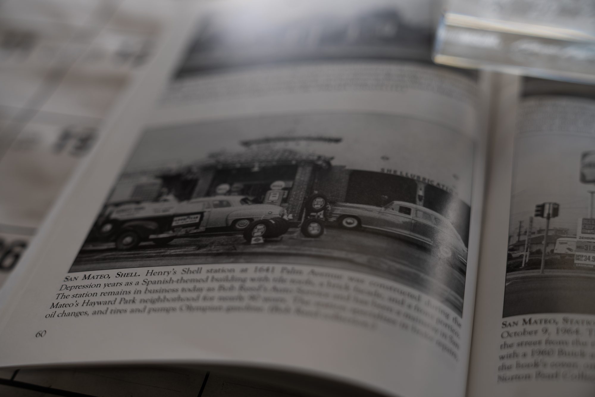 History book page on the station's origins as Henry's Shell
