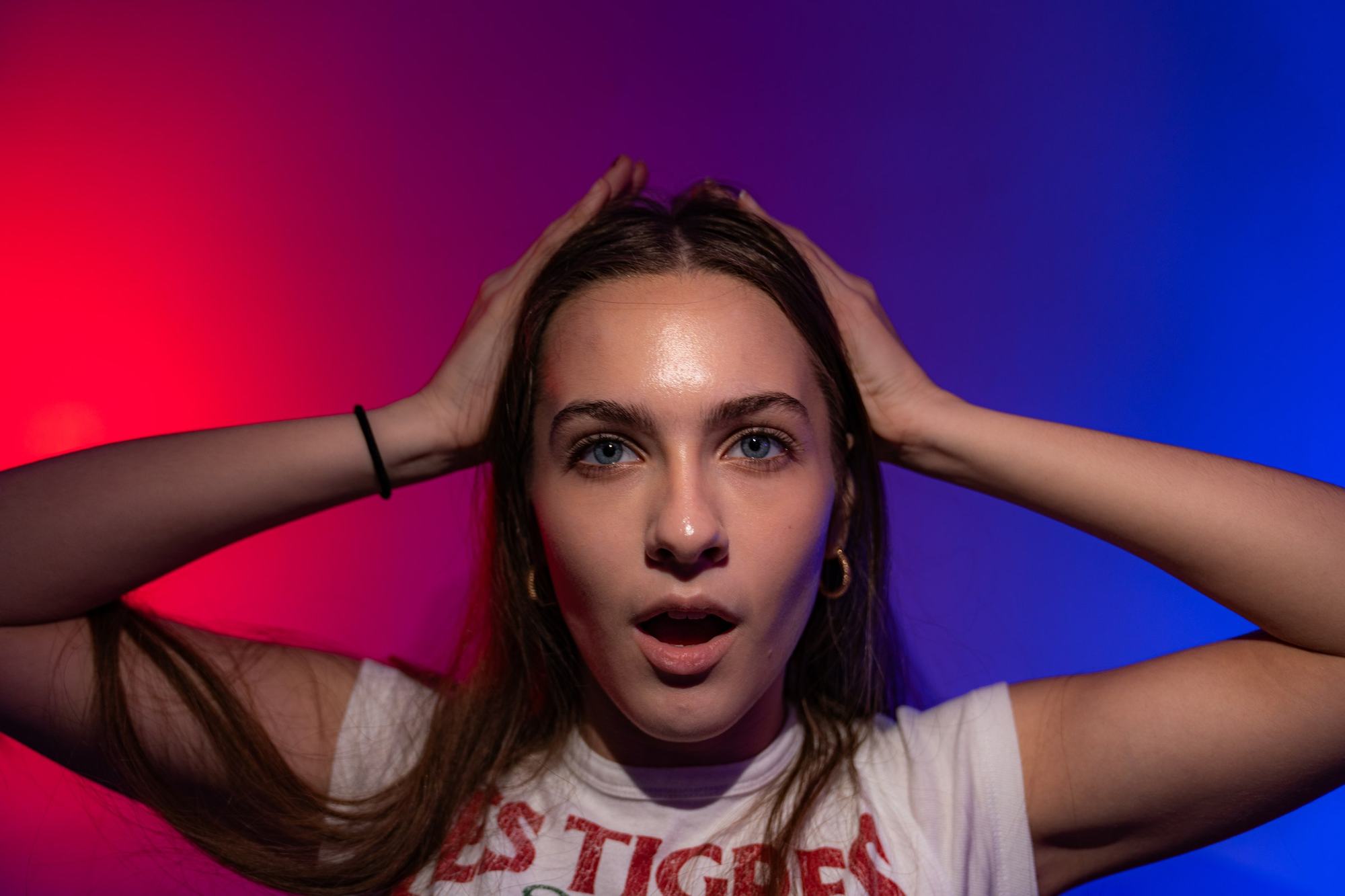 Portrait red blue gel